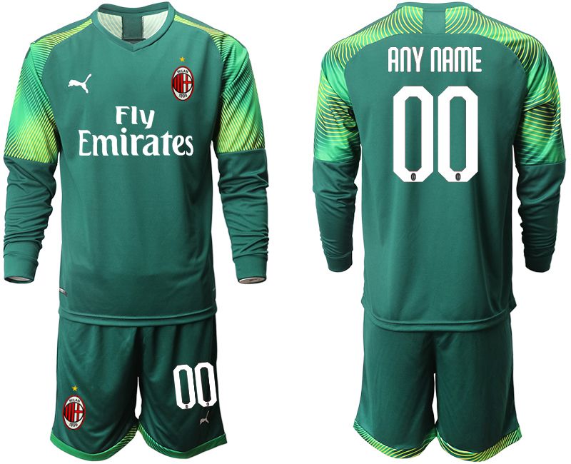 Men 2019-2020 club AC milan Dark green long sleeve goalkeeper customized Soccer Jerseys